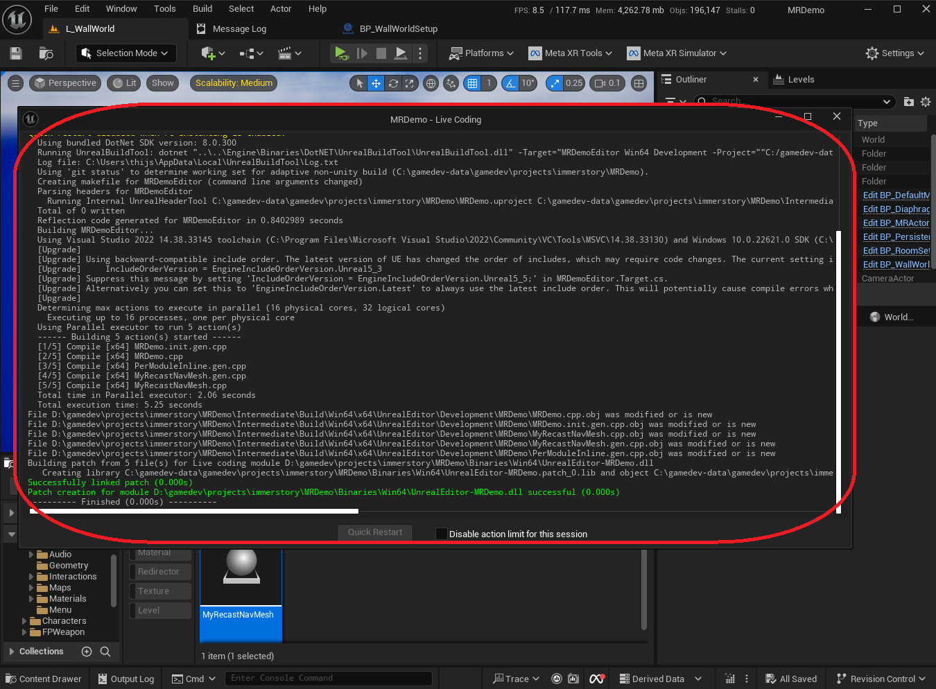 Rebuilt our C++ code in the editor