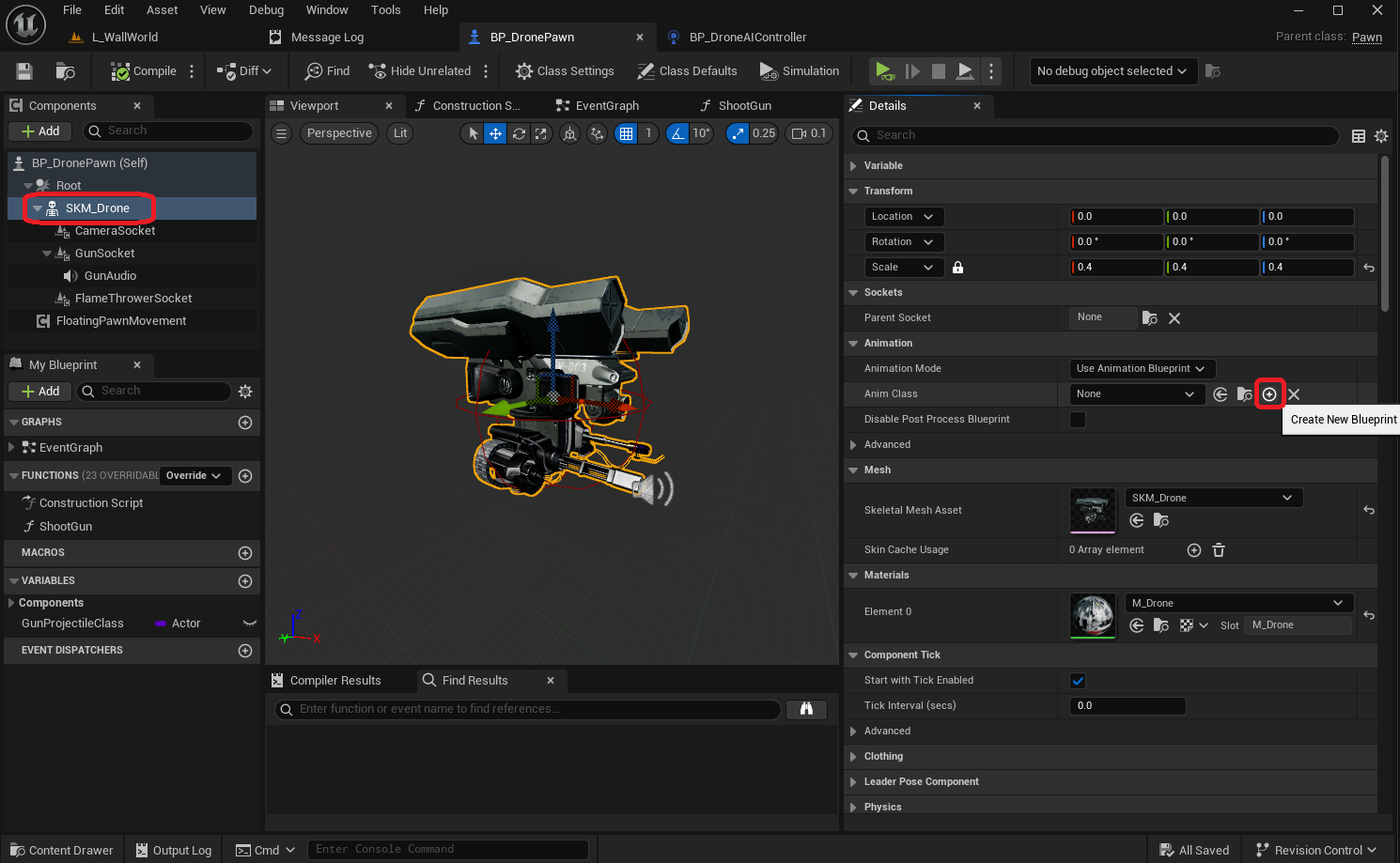 Create a new Animation Blueprint for the drone