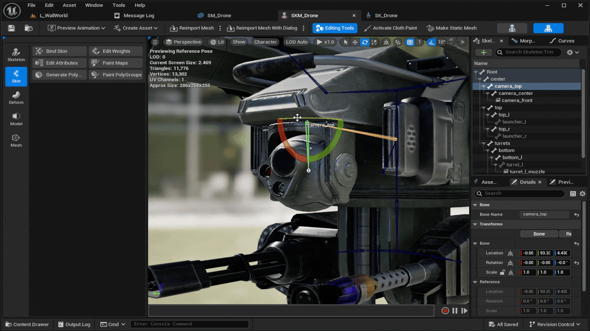 Rotating the camera_top bone results in unintended clipping and stretching