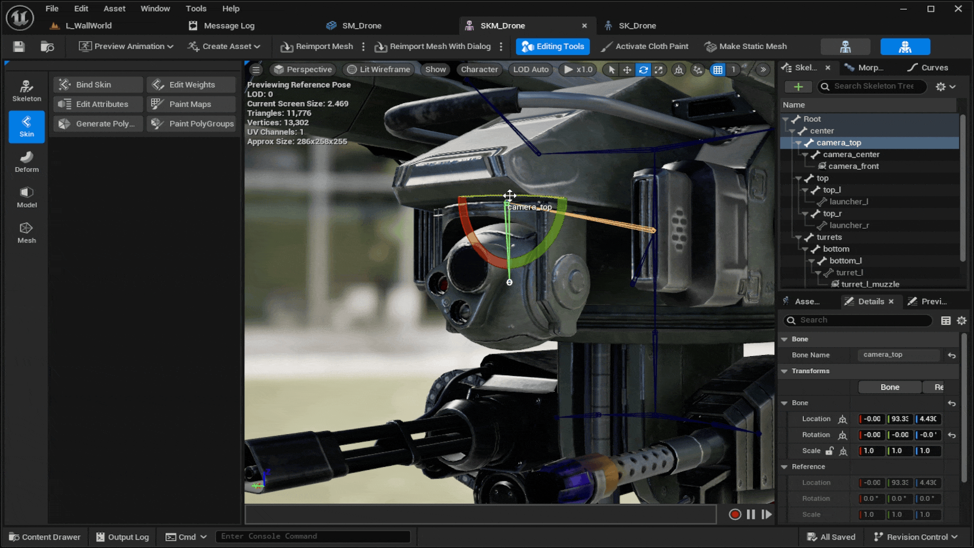 Rotating the camera_top bone looks properly now, without unintended stretching and clipping