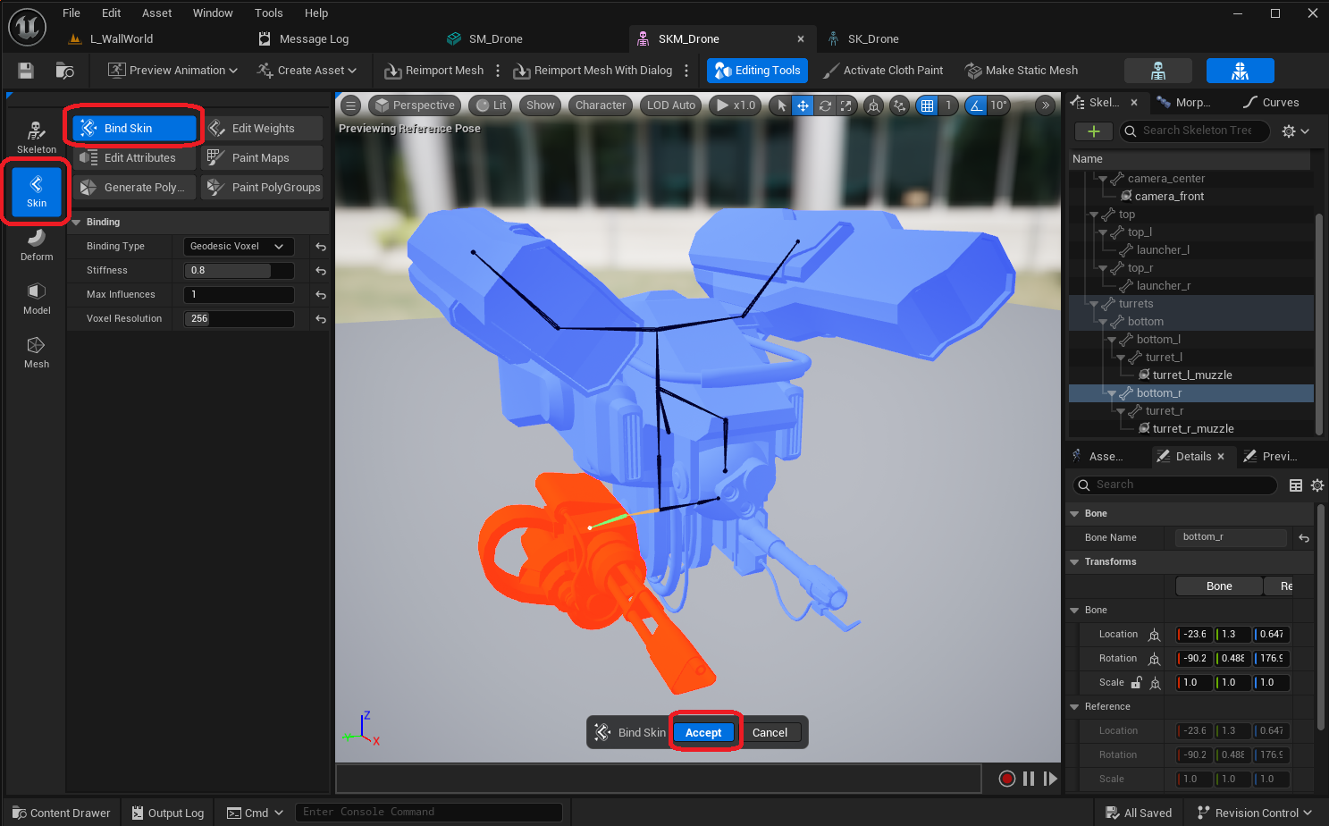 Applying the initial bone influence