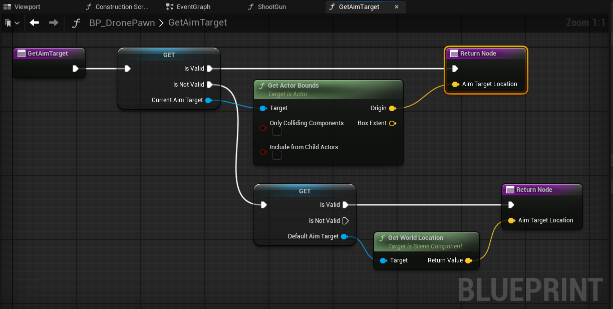 GetAimTarget returns either CurrentAimTarget or DefaultAimTarget